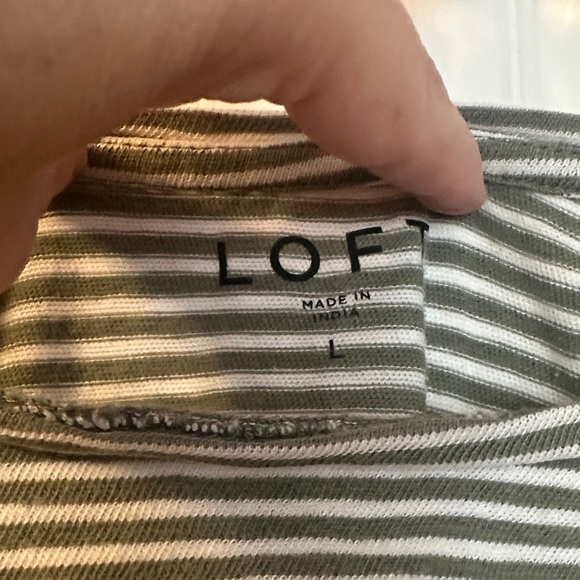 LOFT Gray and White Striped Short Sleeve Tee - Picture 2 of 4
